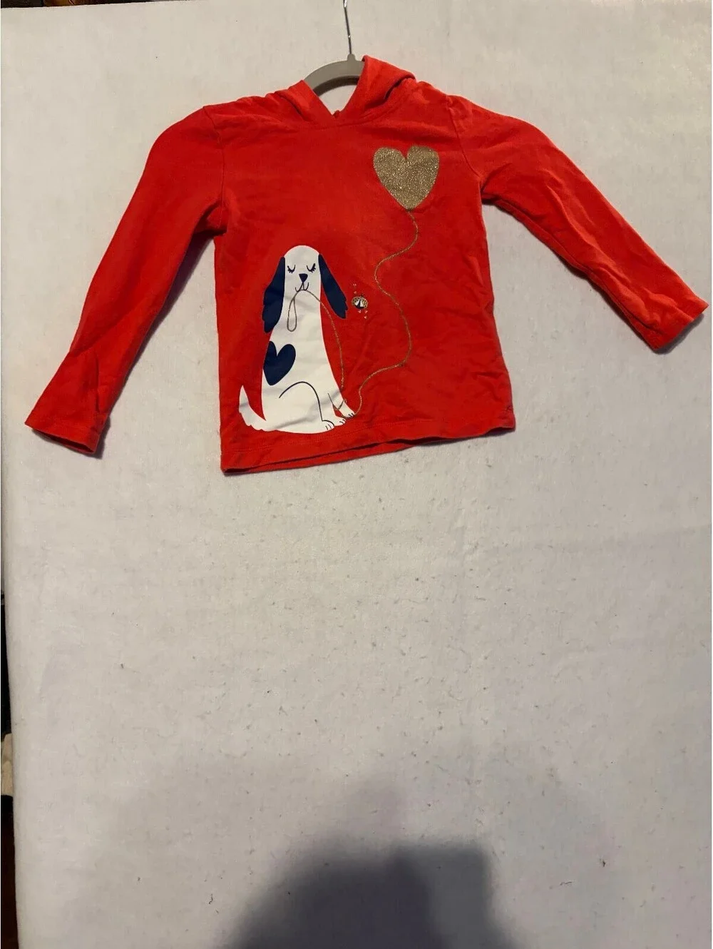 Carter's Girls' 5T Red Hoodie with Dog and Heart Design